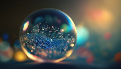  a close up of a soap bubble with a blurry background.  generative ai