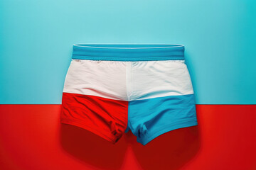3d patriotic red white and blue swim trunks concept design made by generative ai