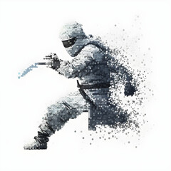 Fototapeta premium whitr ninja pixel-style armband on a gray background