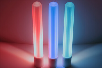red, white, and blue neon glowstick standing made by generative ai