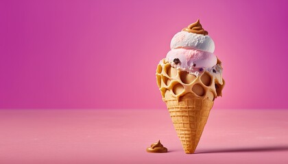  an ice cream cone with a scoop of ice cream on top of it.  generative ai