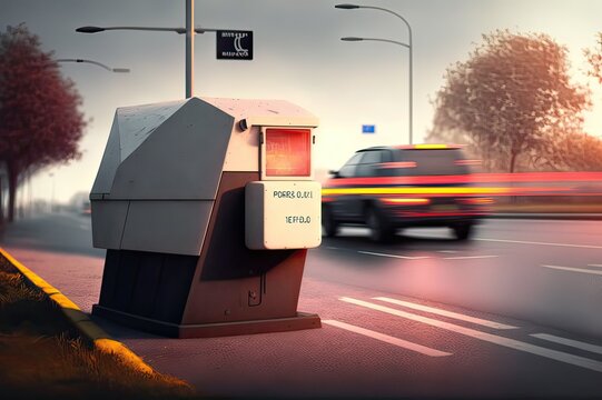 Mobile speed trap on a road. Photo generative AI