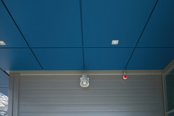 Siren, emergency lighting. The speaker at the exit of the building. People safety.