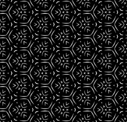 Black and white seamless pattern texture. Greyscale ornamental graphic design. Mosaic ornaments. Pattern template. Vector illustration. EPS10.