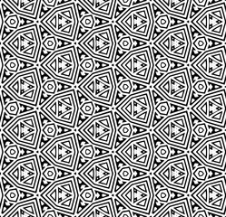 Black and white seamless pattern texture. Greyscale ornamental graphic design. Mosaic ornaments. Pattern template. Vector illustration. EPS10.