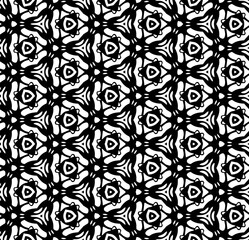 Black and white seamless pattern texture. Greyscale ornamental graphic design. Mosaic ornaments. Pattern template. Vector illustration. EPS10.