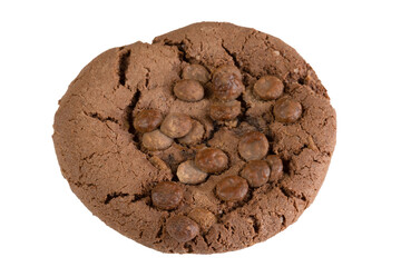 biscuits cookies au chocolat en gros plan, isolé sur un fond blanc