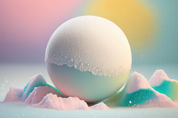 3d pastel colored snowball illustration made by generative ai
