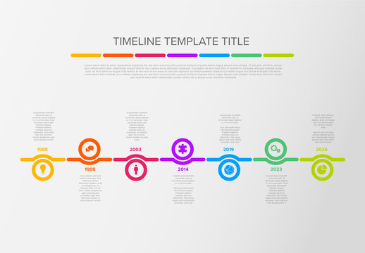Seven circle steps simple timeline process infographic