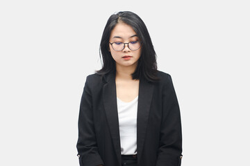 Business Woman with Unhappy Expression Isolated