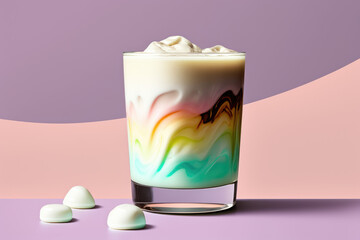 3d pastel colored alcoholic white russian concept illustration made by generative ai