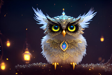 owl on the night sky