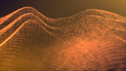 Beautiful abstract wave technology background with gold light digital effect corporate concept.