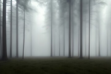 Foggy Forest Scene In Darken Colors Technology. Generative AI