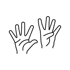 nine number hand gesture line icon vector illustration