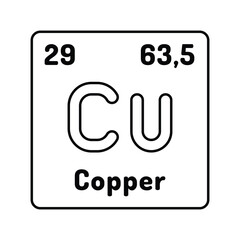 copper chemical element line icon vector illustration