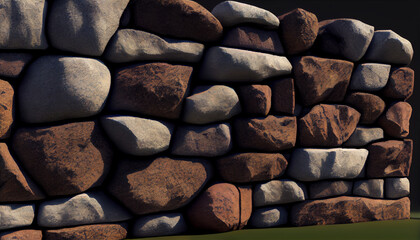 Brown stone wall closeup, generative ai