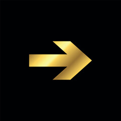 Gold Color Arrow Icon Vector Template