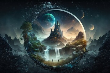 Digital art. Fantasy art, Wallpaper. A kingdom where every citizen is born with a unique magical ability. Generative ai