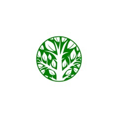 Circle tree logo. Tree of Life Stamp isolated on white background
