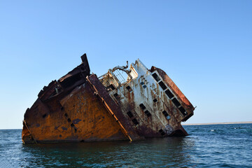 wreck of an boat in the sea