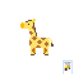 Vector illustration of Giraffe cartoon - Pixel design. Giraffe head pixel art icon. Isolated vector illustration. 8-bit sprite. Design stickers, logo, mobile app