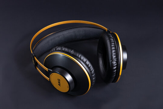 AKG Headphones on a black background