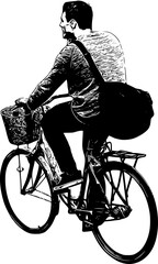 Fototapeta na wymiar silhouette of a man with bicycle