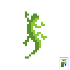 8-bit pixel gecko. Lizard in vector illustrations for cross stitches and game assets.