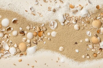 Beautiful Sunset on a Sandy Beach with Tiny Shells