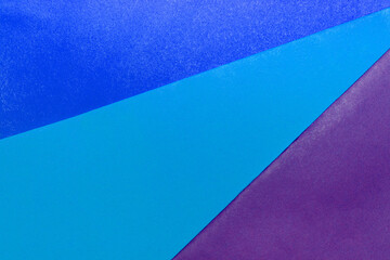 Three color, geometric shape, abstract blue, light blue and purple colorful minimal textures of...