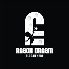 Letter E Reach Dream Logo Design Template Inspiration, Vector Illustration.