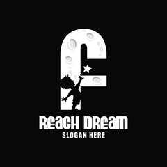 Letter F Reach Dream Logo Design Template Inspiration, Vector Illustration.