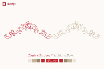 Vintage symmetrical baroque pattern. Vector lineart. Victorian Art Deco. European oriental flower vector design decoration pattern floral card art illustration vintage ornament frame red gold spring 