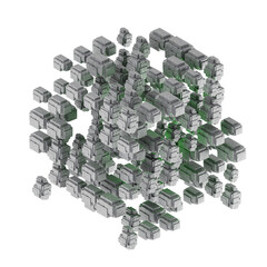 An innovative and visionary 3D abstract building that seamlessly blends sustainability and environmentally friendly design elements, creating a harmonious and awe-inspiring structure