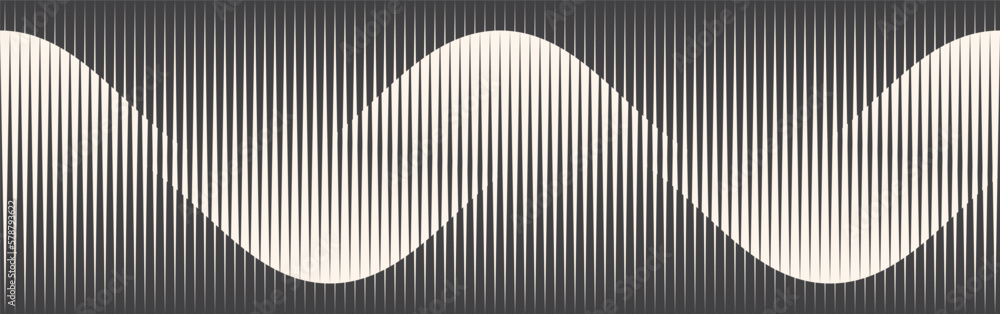 Poster Abstract art geometric background with vertical lines. Optical illusion with waves and transition.