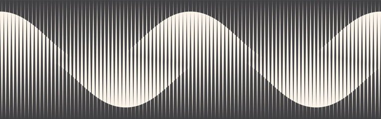 Abstract art geometric background with vertical lines. Optical illusion with waves and transition.
