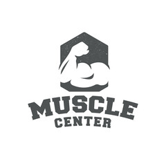 Gym, Fitness center retro t-shirt print, logo, emblem