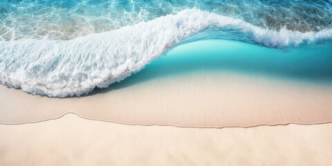 Soft Blue Waves Caress Fine Sandy Beach in Serene Ocean Scene - obrazy, fototapety, plakaty