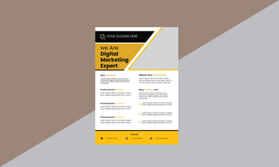 Business Flyer Corporate Flyer Template vector illustration template in A4 size modern orange Graphic design layout with round graphic elements 8.27x11.69, a4 size, business flyer, clean, company.

