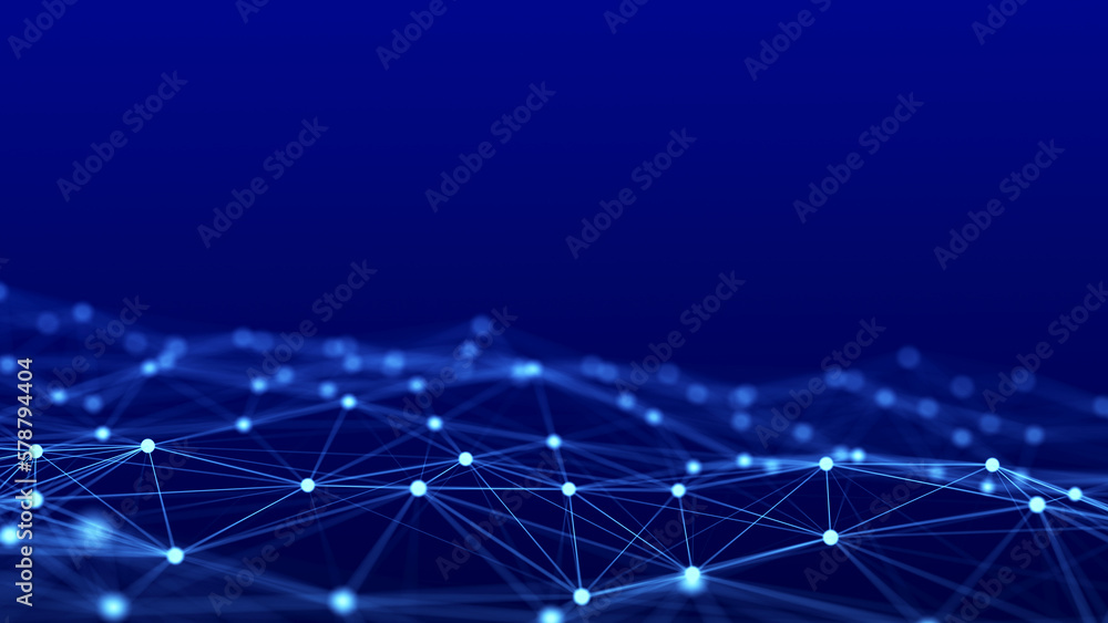 Poster abstract blue futuristic background. technological wave of information data flow. 3d rendering.