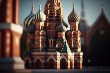 Obraz premium Typical Russian orthodox cathedral, mockup style illustration of Russian religious architecture .Ai generated.