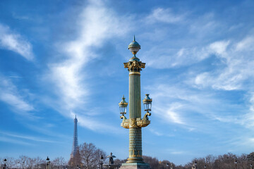 Obraz premium Paris, place de la Concorde, with the Eiffel tower in background