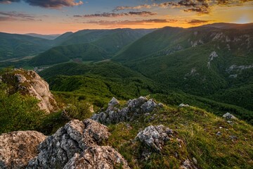Naklejka premium Slovakia - Muranska planina, green mountain landscape. Discover the beauty of the spring landscape
