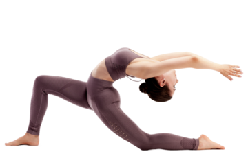 young woman doing yoga practice isolated on white background,  healthy lifestyle concept