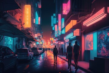 Fototapeta na wymiar Blurry city background - Created with generative ai