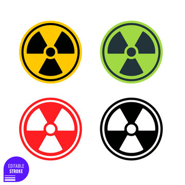 Radioactive symbol. Toxic sign. Warning radioactive zone graphic vector. Set colorful radiation symbols. Radiation warning. Radiation web icons. Editable Stroke