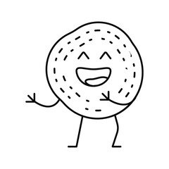 pepperoni meat character line icon vector illustration