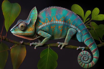 Obraz premium Furcifer pardalis chameleon, a native of Madagascar. Generative AI