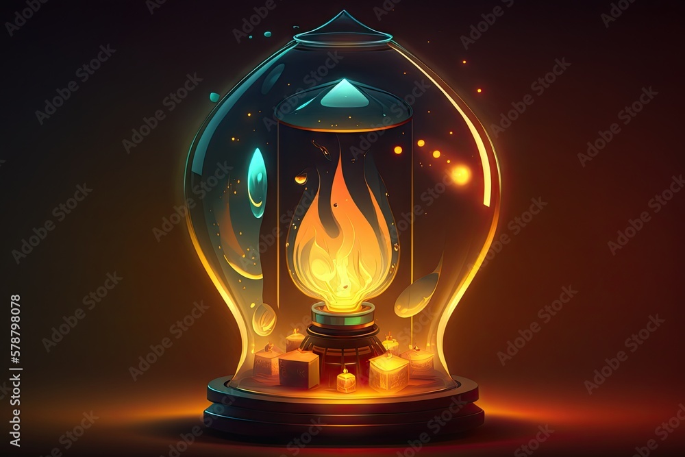 Poster a magnificent ambiance: a dynamic glowing object illustration generative ai